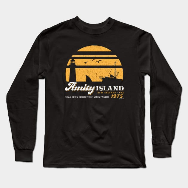 Amity Island Worn (Universal © UCS LLC) Long Sleeve T-Shirt by Alema Art